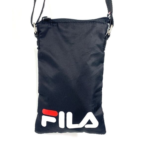Fila Nylon Crossbody Zippered Pouch Black, White, Red 4.5"W x 7.5"H - Picture 2 of 8